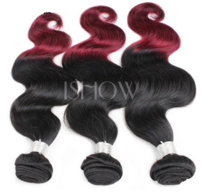 Brazilian Body Wave Hair Curtain – Wine Red Two-Tone