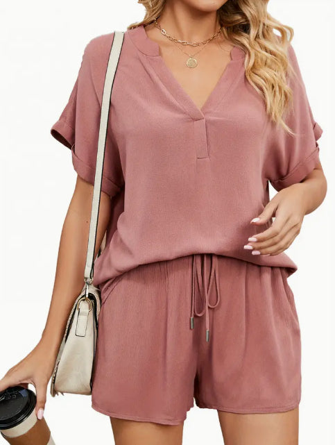 Conjunto 2 Piezas Verano Mujer | Short y Top Color Sólido