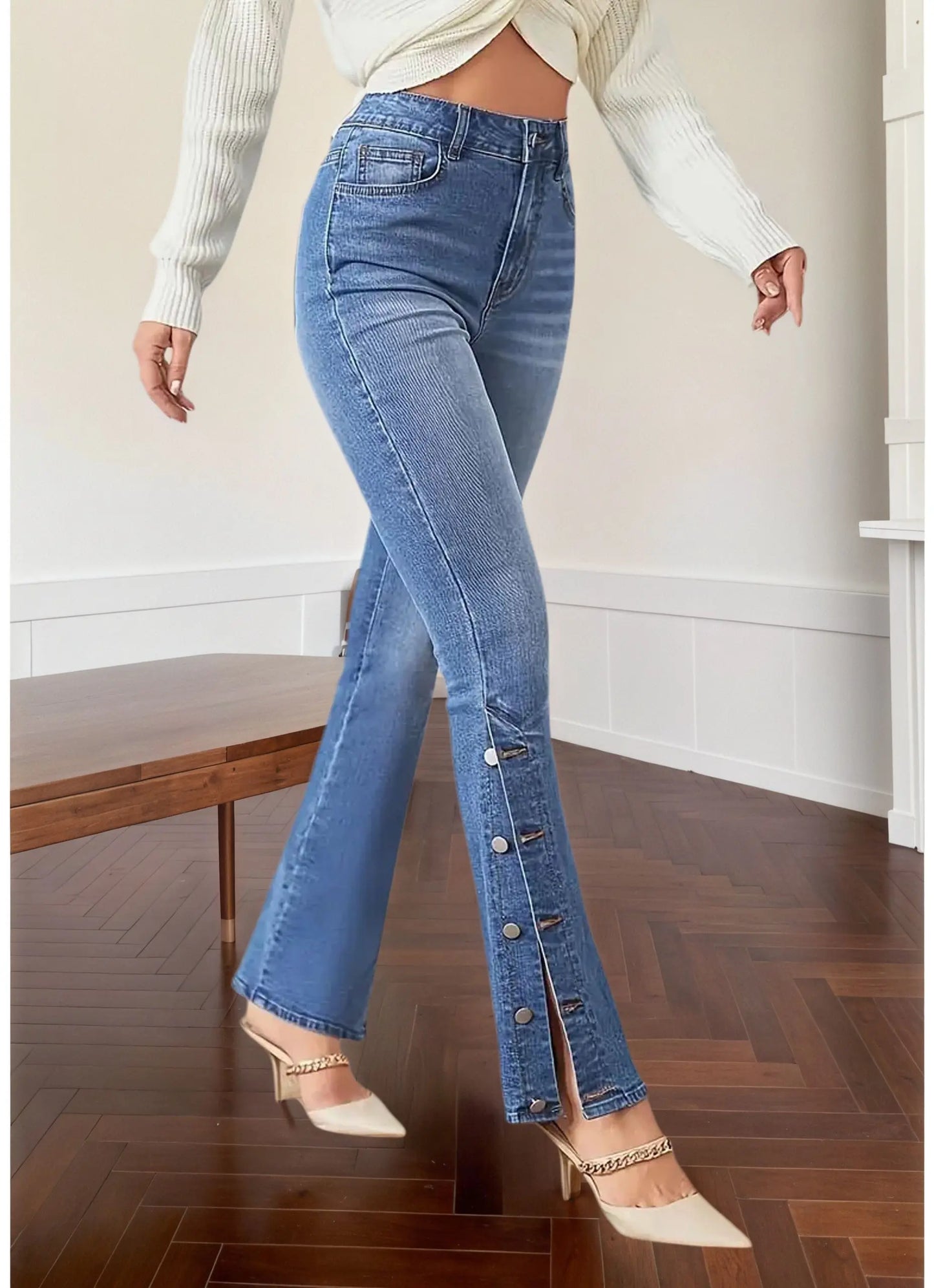 Y2k Jeans For Woman Flared Trousers Vintage Inspired Elegant Look Stretch Fabric Machine Washable Denim Pants Retro Style