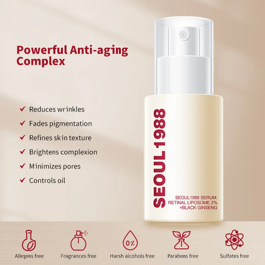 Seoul 1988 Sérum Ginseng Negro Coreano – Retinol, Niacinamida y Vitamina C | Ampolla Facial