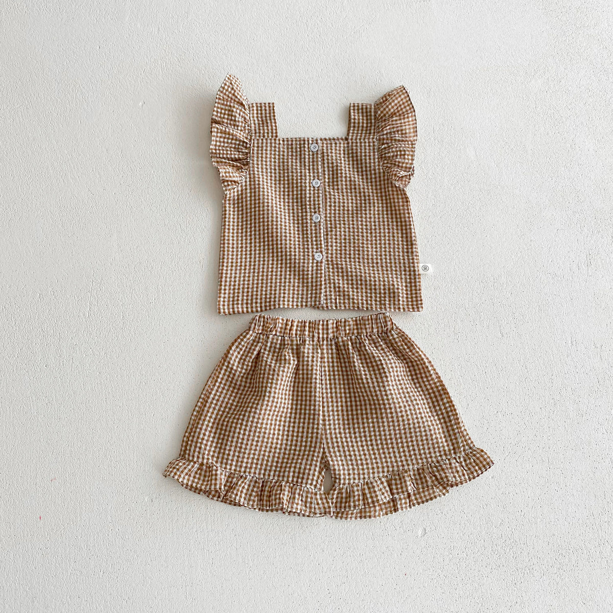 Conjunto Verano Niña Estilo Coreano | Blusa a Cuadros Sin Mangas y Shorts 2 Piezas 90-130cm