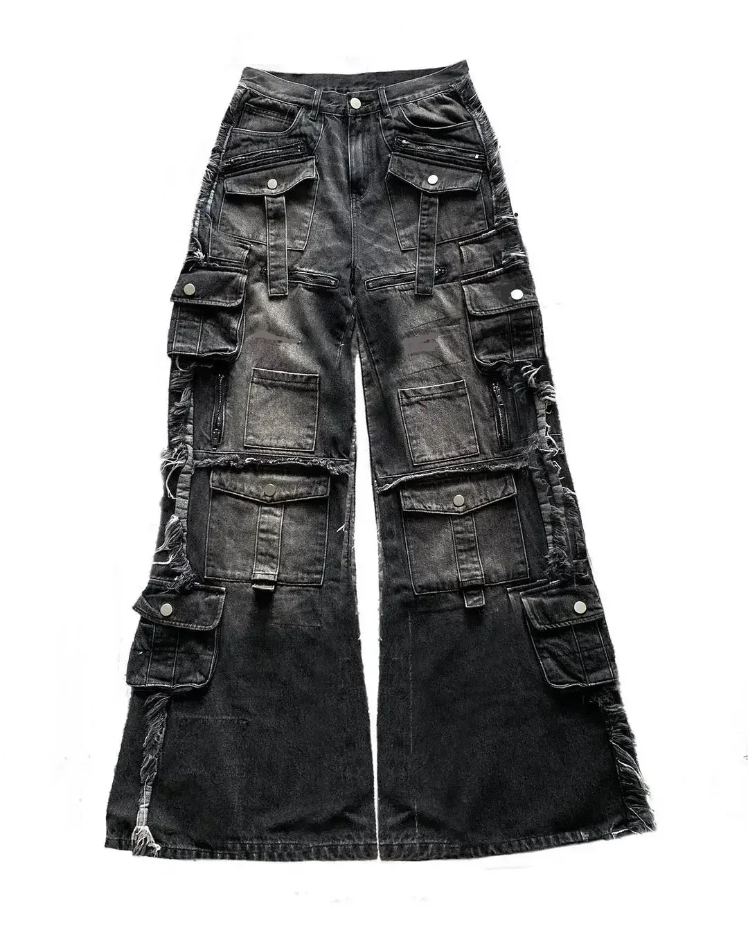 2025 Y2K European and American Harajuku Wide Loose Jeans Wide Legs Gothic Punk Multi-Pocket Hip-hop Washed New High Street Y2k