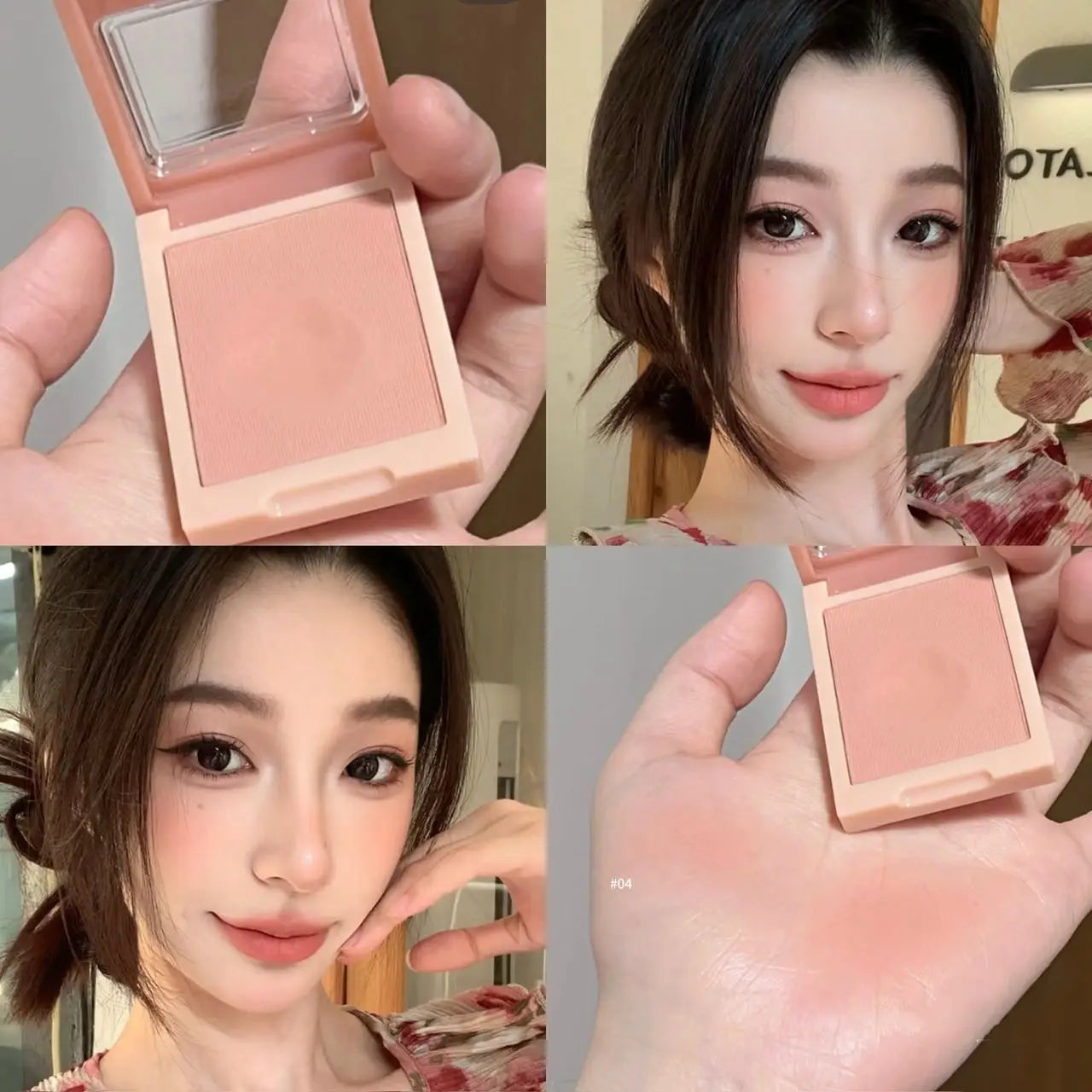 Rubor Mousse Mate Rosa Morado Polvo Suave Baja Saturación - Paleta Colorete Natural Durazno Crema Maquillaje