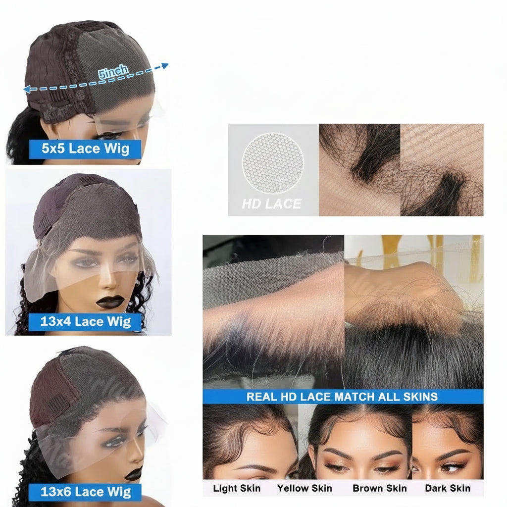Peluca Frontal de Encaje HD 13x6 Rizada – Cabello Humano 250% Densidad 30-42 Pulgadas Sin Pegamento