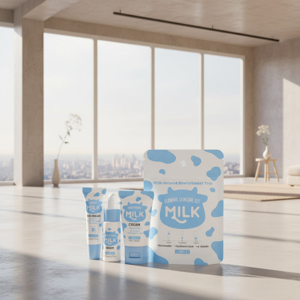 Set Trío LAIKOU Milk Glow - Sérum, Contorno de Ojos e Hidratante