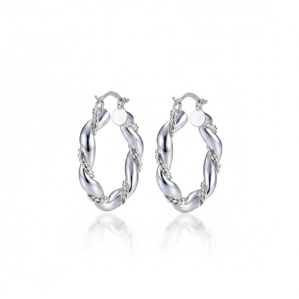 Aretes Argolla Plata 925 Moda Fiesta