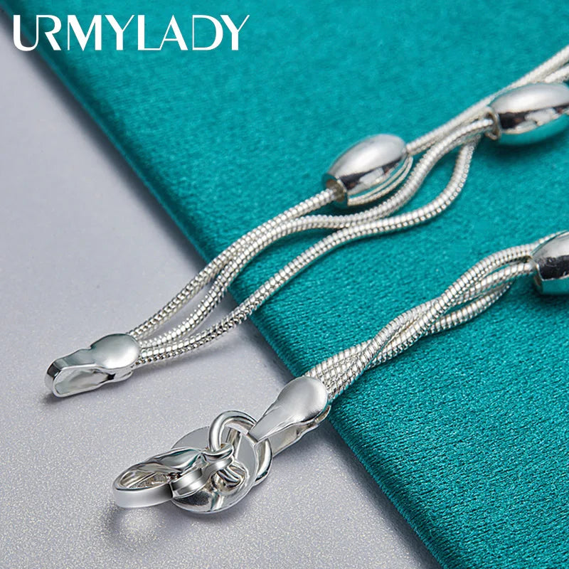Pulsera Cadena Plata 925 Sterling Silver Diseño Moda Mujer - Joyería Hermosa Boda Fiesta Regalo Elegante