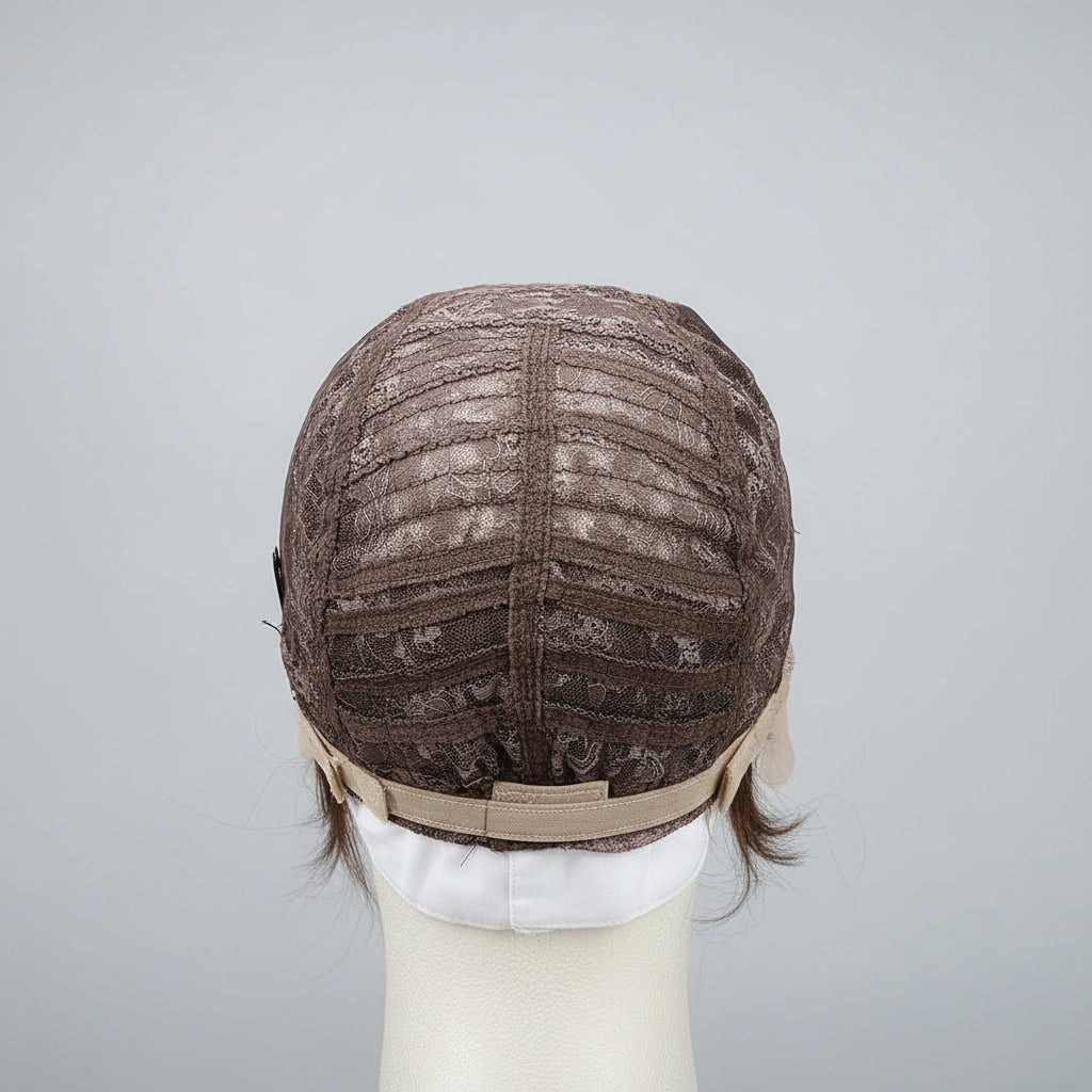 Peluca Bob Corto Frontal de Encaje 13x4 Café Claro #8 – Sintética 150% Densidad Sin Pegamento