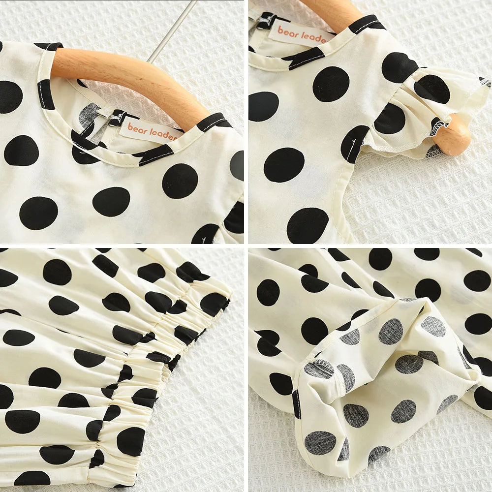 Conjunto 2 Piezas Niña | Top Sin Mangas Lunares y Pantalon Ancho Algodón Verano 3-7 Años