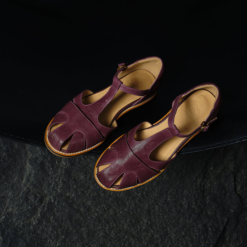 Sandalias Pescador Mujer Cuero Genuino - Punta Cerrada Planas Premium