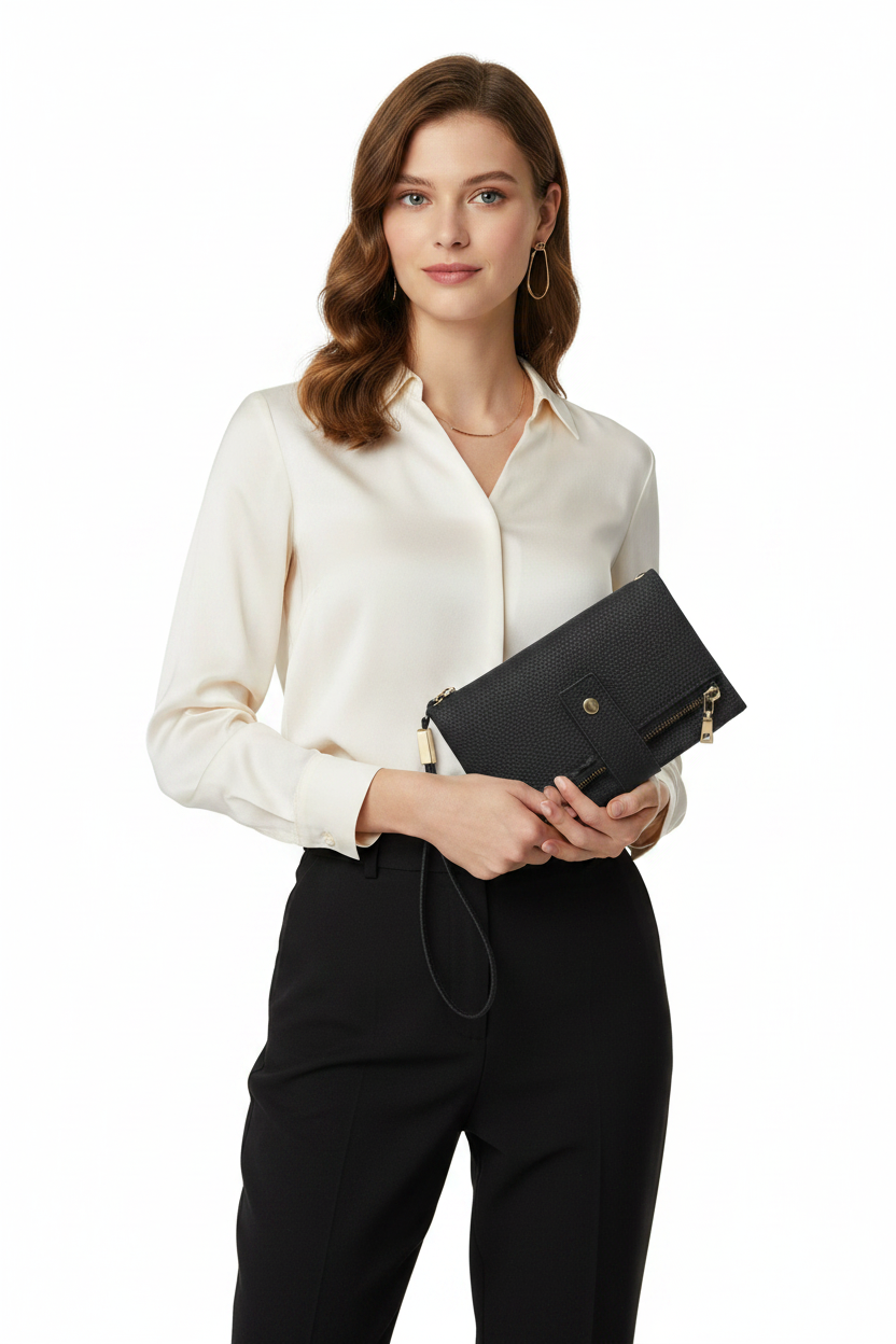 Clutch con modelo