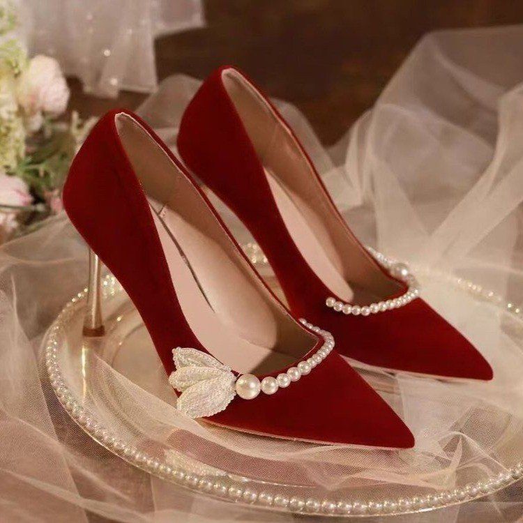 Tacones Punta Fina Mujer - Color Rojo Tacón Alto