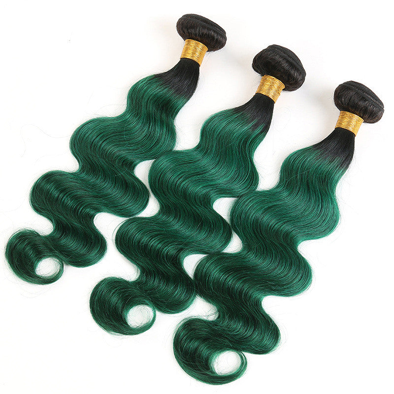 Extensión de Cabello Humano Body Wave – T1B Verde Bicolor – Renacer Glamur