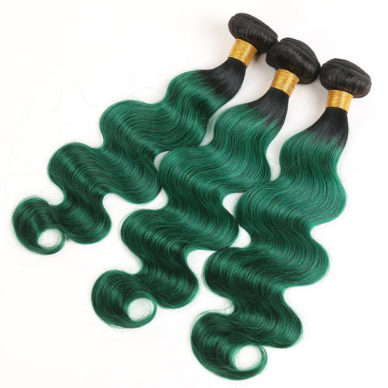 Extensión de Cabello Humano Body Wave – T1B Verde Bicolor – Renacer Glamur