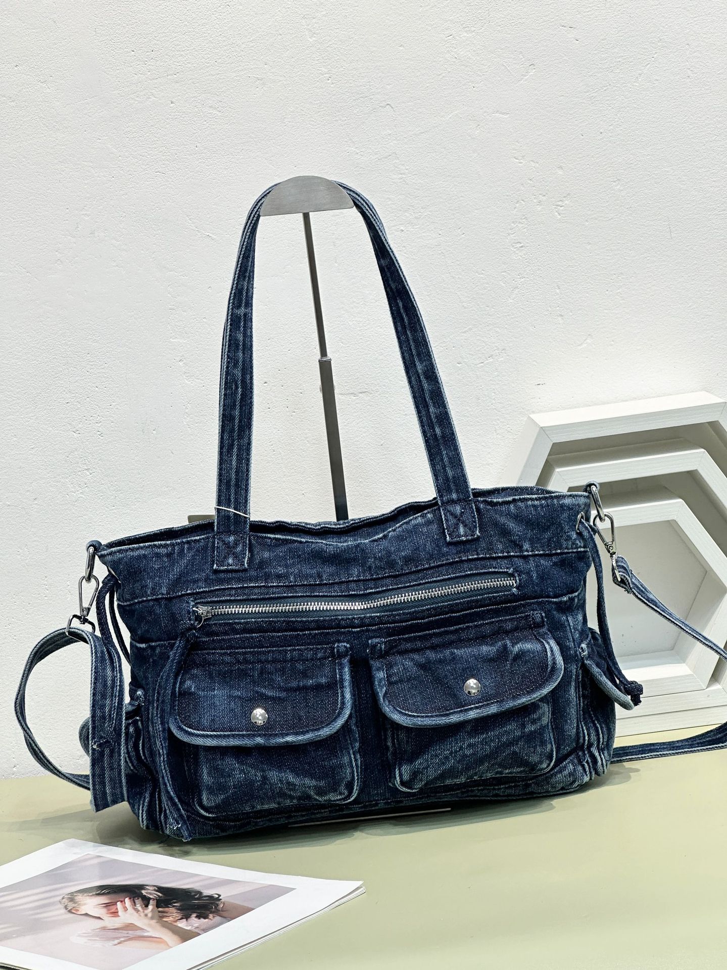 Bolso Denim Lavado Mujer - Bandolera Hombro Casual Estilo Urbano