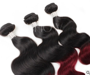 Brazilian Body Wave Hair Curtain – Wine Red Two-Tone