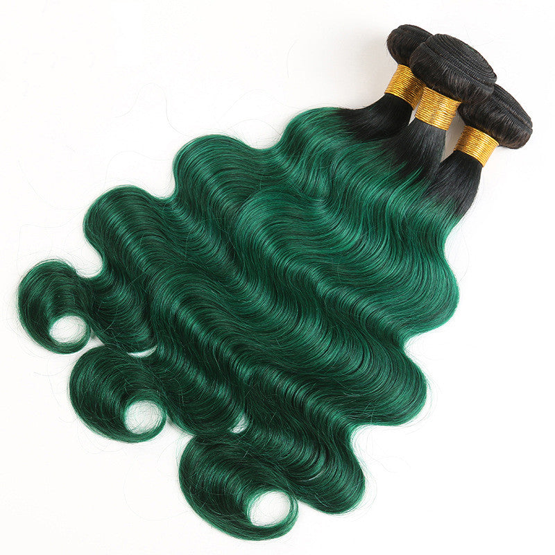 Extensión de Cabello Humano Body Wave – T1B Verde Bicolor – Renacer Glamur