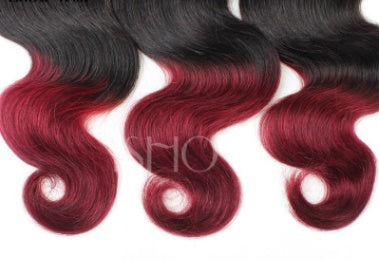 Brazilian Body Wave Hair Curtain – Wine Red Two-Tone