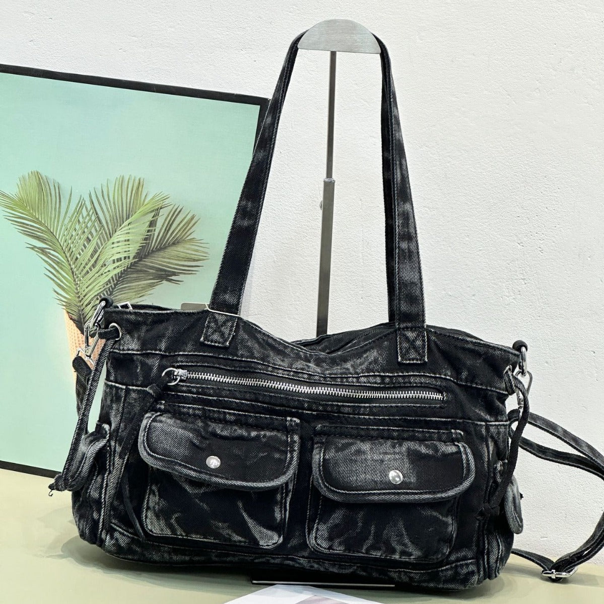 Bolso Denim Lavado Mujer - Bandolera Hombro Casual Estilo Urbano