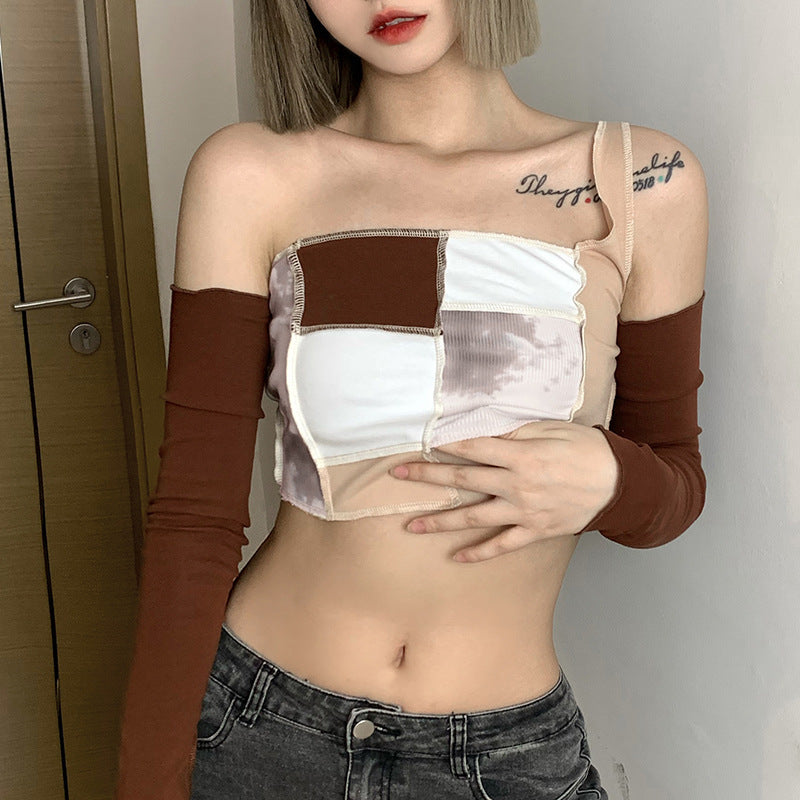 Top Un Hombro con Mangas Mujer | Moda Otoño