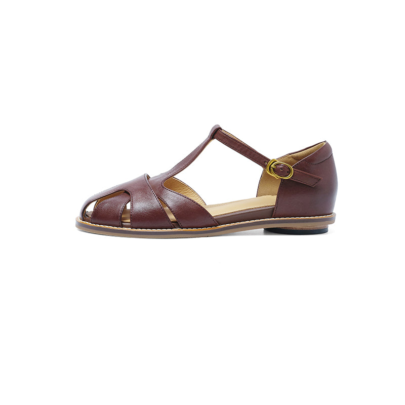 Sandalias Pescador Mujer Cuero Genuino - Punta Cerrada Planas Premium