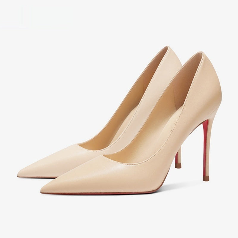 Zapatos de Tacón Punta Fina Mujer - Cuero de Oveja Primavera Elegante