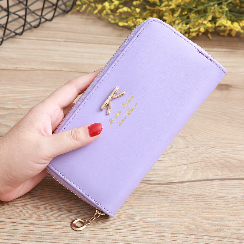 Billetera Mujer Lazo Bicolor - Cuero PU, Doble Capa y Múltiples Colores