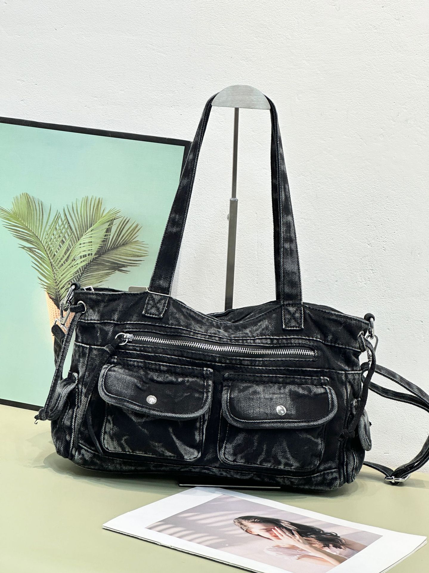 Bolso Denim Lavado Mujer - Bandolera Hombro Casual Estilo Urbano