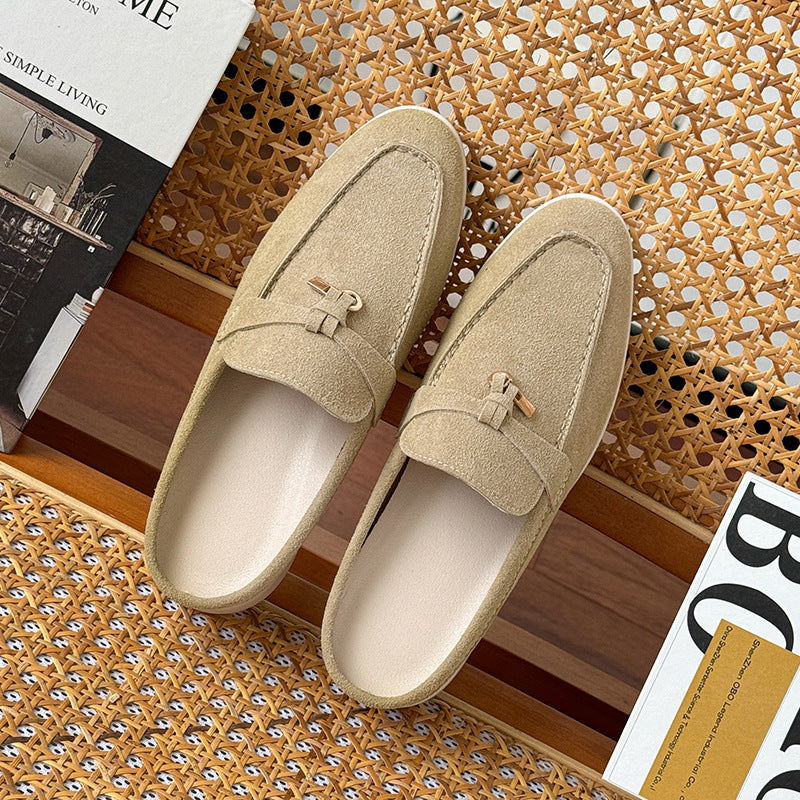 Pantuflas con Tacón Oculto y Borlas Mujer - Punta Cerrada Elegante