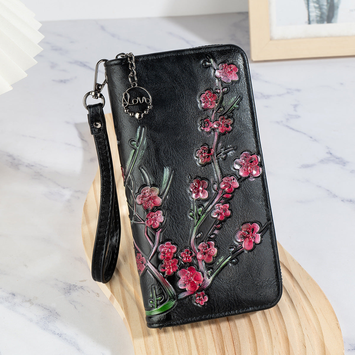 Bolso Clutch Bordado Estilo Chino - Cuero con Relieve Pintado a Mano