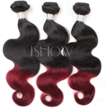 Brazilian Body Wave Hair Curtain – Wine Red Two-Tone