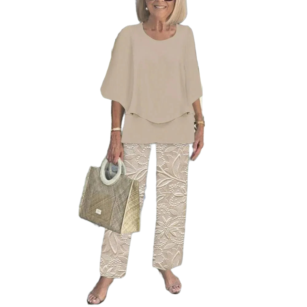 Conjunto 2 Piezas Verano Mujer | Top Estampado + Pantalón Pierna Ancha