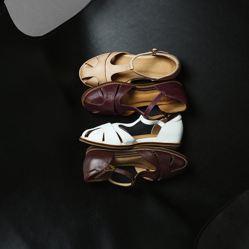 Sandalias Pescador Mujer Cuero Genuino - Punta Cerrada Planas Premium