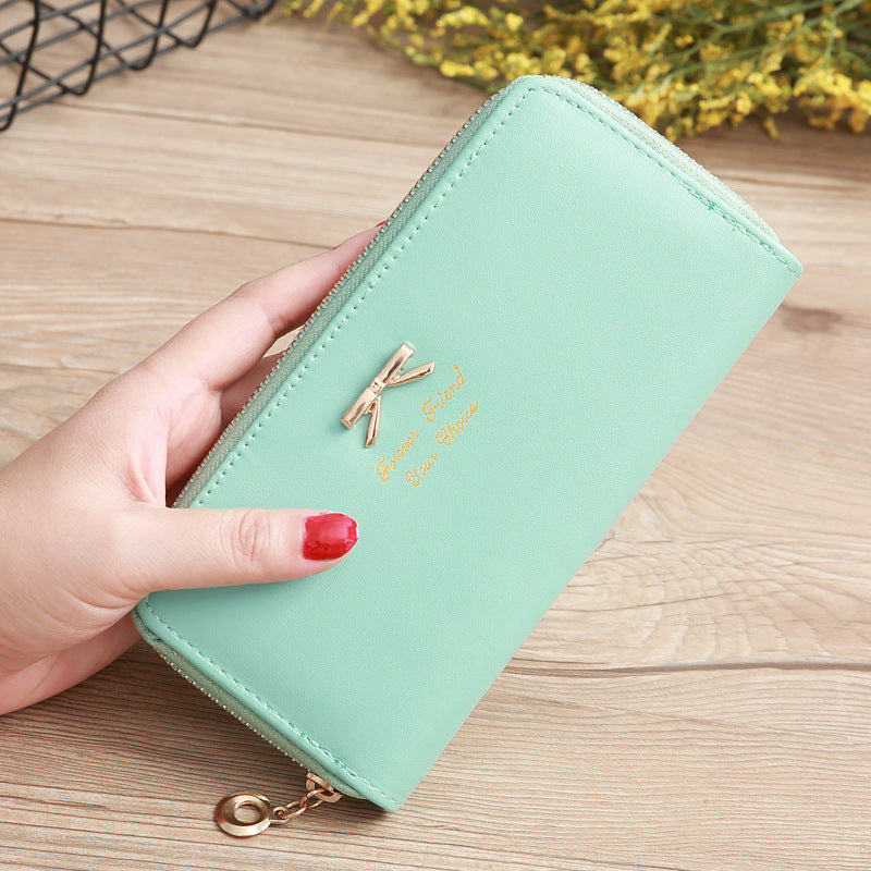 Billetera Mujer Lazo Bicolor - Cuero PU, Doble Capa y Múltiples Colores