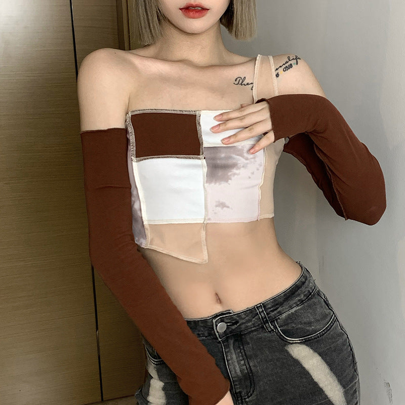 Top Un Hombro con Mangas Mujer | Moda Otoño