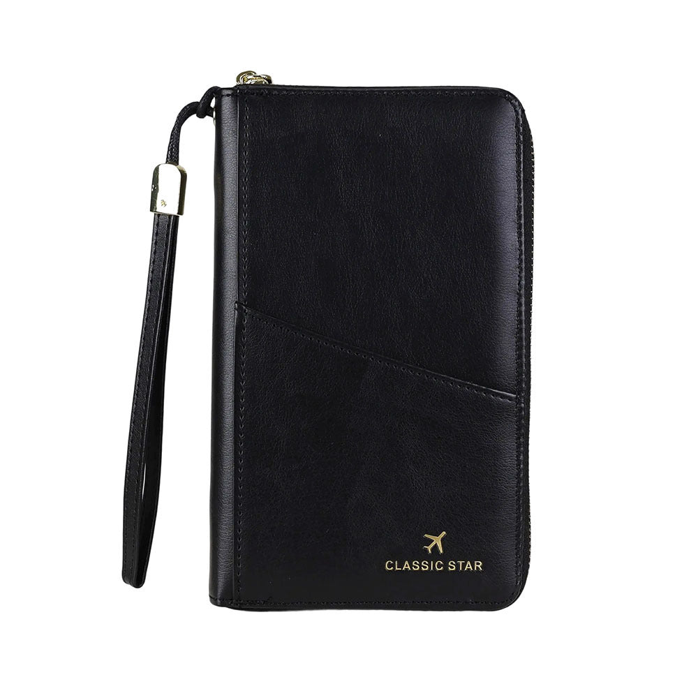 Billetera Porta Pasaporte con Bloqueo RFID - Cuero PU, Multifunción