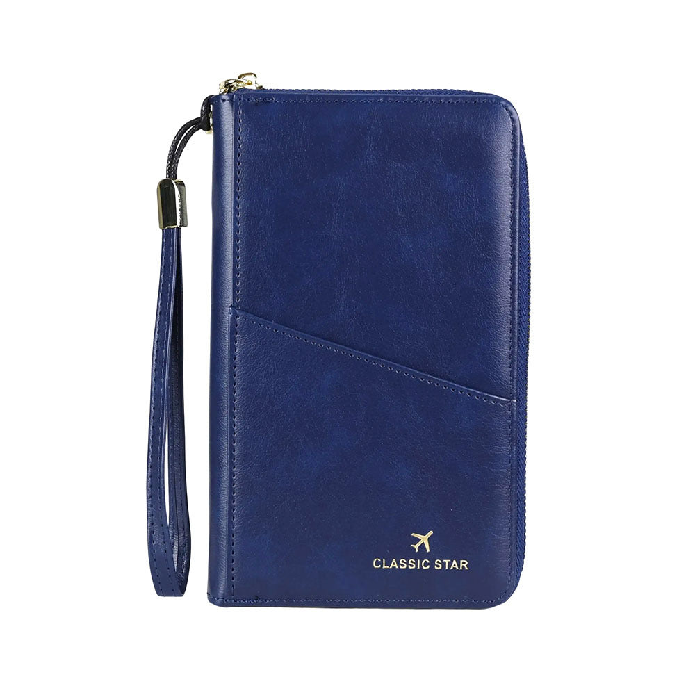 Billetera Porta Pasaporte con Bloqueo RFID - Cuero PU, Multifunción