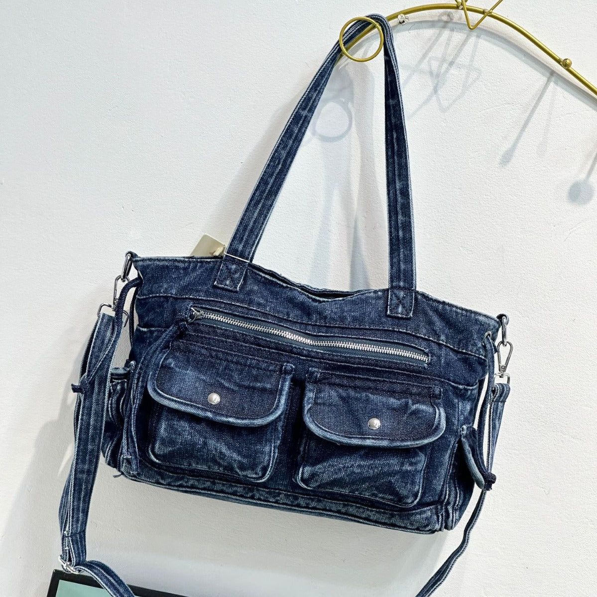 Bolso Denim Lavado Mujer - Bandolera Hombro Casual Estilo Urbano