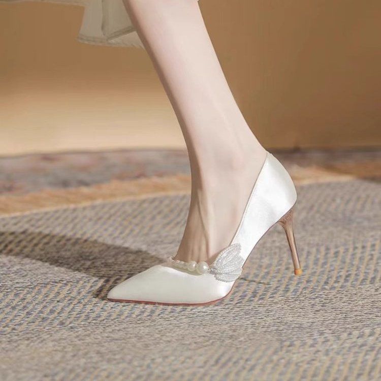 Tacones Punta Fina Mujer - Color Rojo Tacón Alto