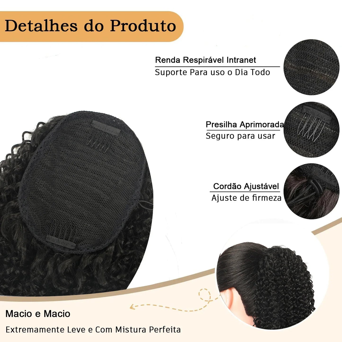 Aplique Rabo de Caballo Largo Rizado 70cm | Fibra Premium con Clip