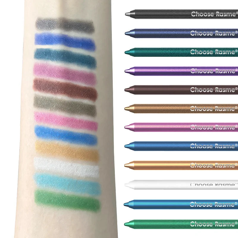 Set 12 Colores Delineadores Ojos Glitter y Shimmer - Lápiz Larga Duración Tonos Azules Aplicación Suave Versátil