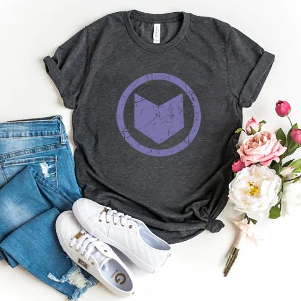 Camiseta Hawkeye Logo Retro Estilo Vintage SuperHéroe Playera Gráfica Unisex Moda Verano Casual