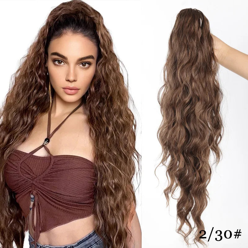Cola de Caballo Rizada Sintética Afro – Extensión con Clip Estilo Europeo y Americano | 140g para Mujer