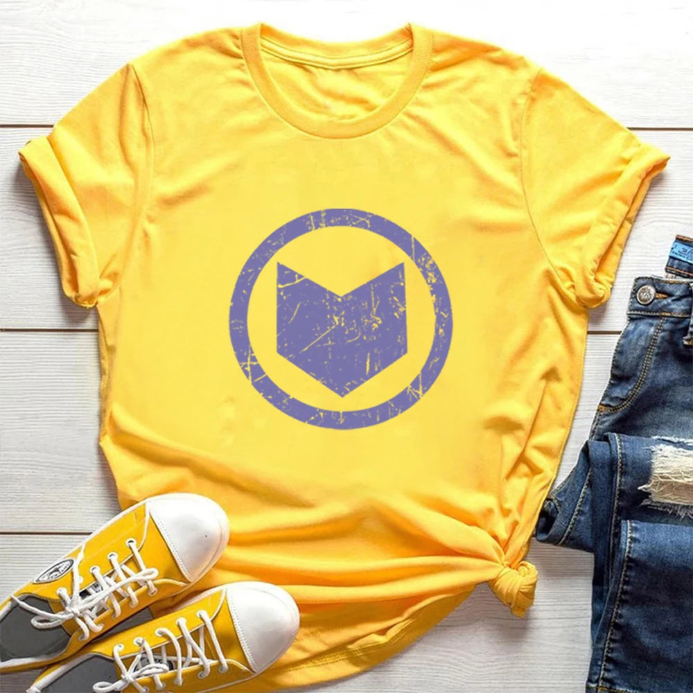 Camiseta Hawkeye Logo Retro Estilo Vintage SuperHéroe Playera Gráfica Unisex Moda Verano Casual