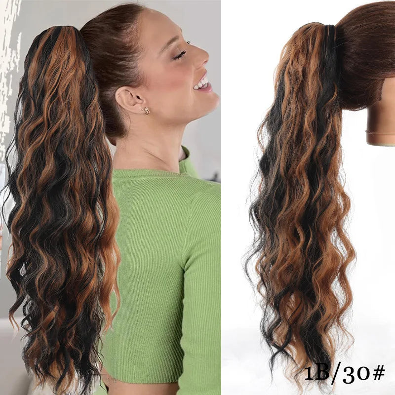 Cola de Caballo Rizada Sintética Afro – Extensión con Clip Estilo Europeo y Americano | 140g para Mujer