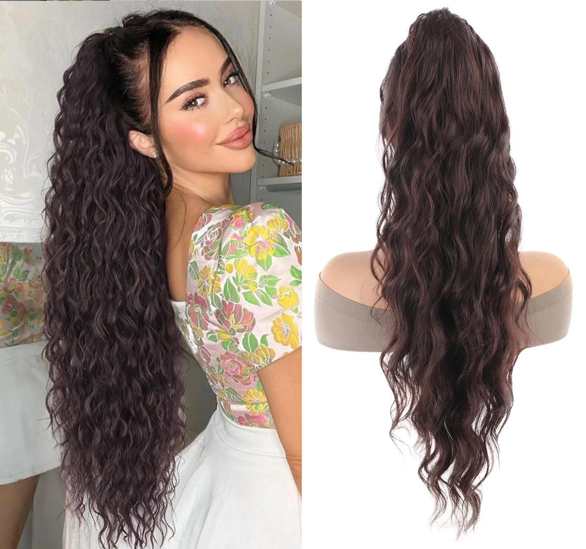 Cola de Caballo Rizada Sintética Afro – Extensión con Clip Estilo Europeo y Americano | 140g para Mujer