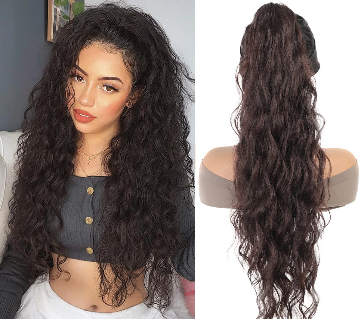Cola de Caballo Rizada Sintética Afro – Extensión con Clip Estilo Europeo y Americano | 140g para Mujer