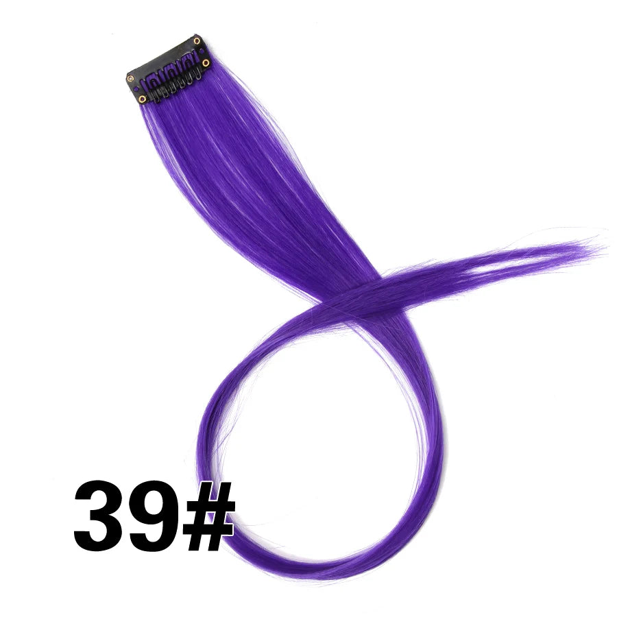 Extensiones de Cabello Sintético con Clip Leeons – Largas Lisas Resistentes al Calor para Mujer