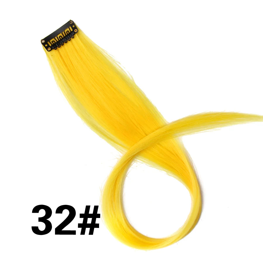 Extensiones de Cabello Sintético con Clip Leeons – Largas Lisas Resistentes al Calor para Mujer