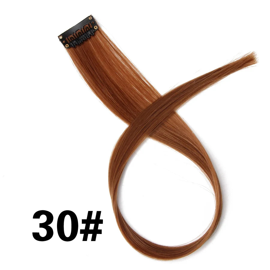 Extensiones de Cabello Sintético con Clip Leeons – Largas Lisas Resistentes al Calor para Mujer